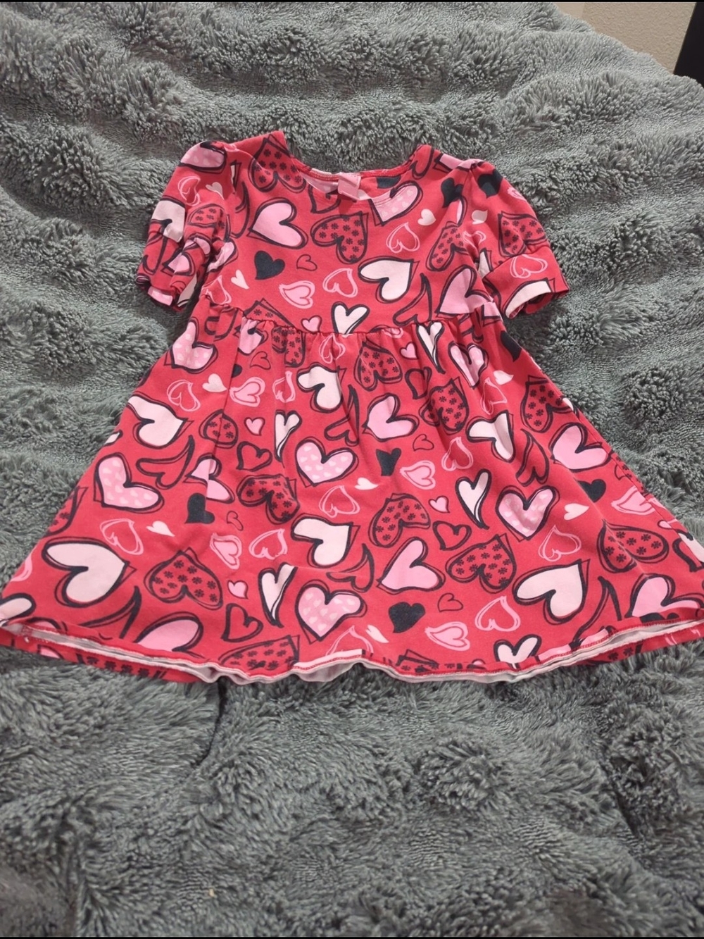 Red Heart-Print Kids Dress - Playful Cotton Blend